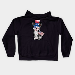 Boston Terriers Uncle Sam Hat Sunglasses Usa Flag 4th Of July Kids Hoodie